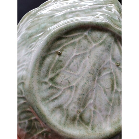 Cabbage or Lettuce Green Leaf Dish Bowl Marked Ceramic - Picture 7 of 12